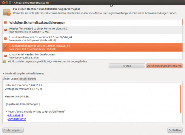 Das Update für Ubuntu 11.10